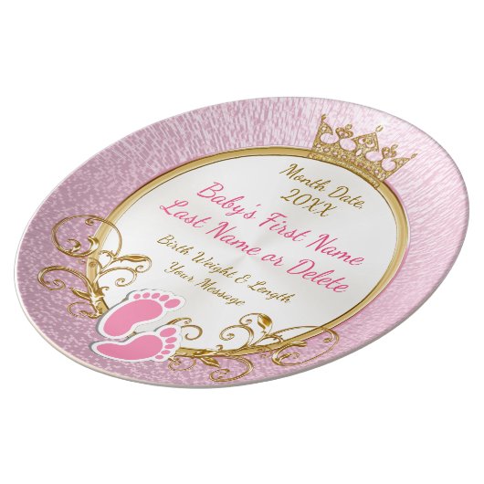 Personalized Princess Keepsake Gifts for Baby Girl Dinner Plate (Side)
