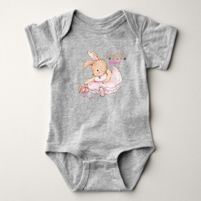 Personalized Princess Lilibet Ballerina Rabbit Baby Bodysuit (Front)