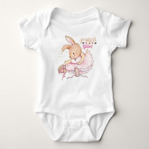 Personalized Princess Lilibet Ballerina Rabbit Baby Bodysuit