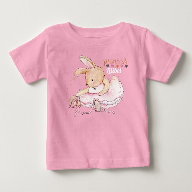 Personalized Princess Lilibet Ballerina Rabbit Baby T-Shirt (Front)