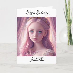 Personalized Princess Little Girl's Birthday Card