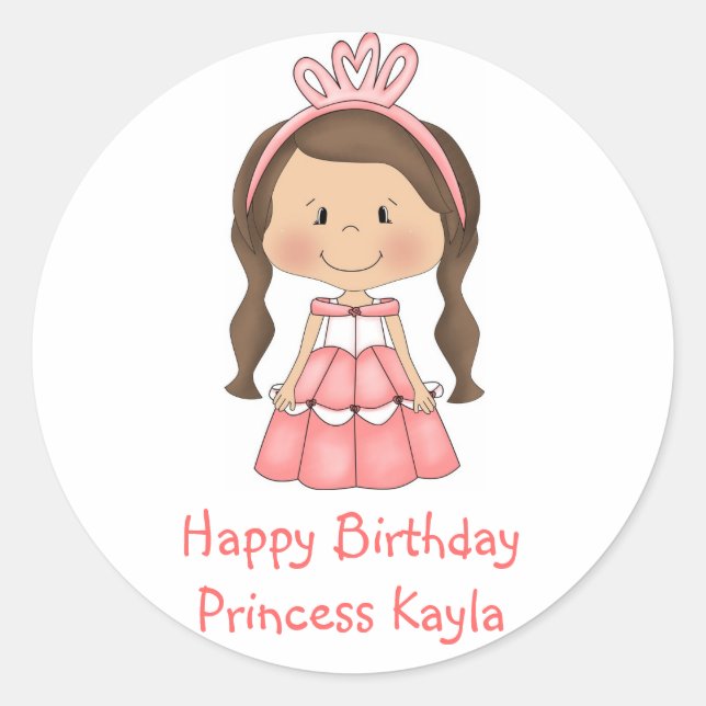 Personalized Princess lollipop labels stickers (Front)