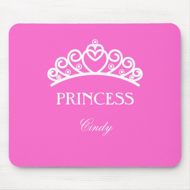 Personalized princess mousepad in pink with name (Front)