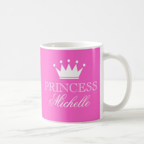 Personalized princess mug in pink with custom name
