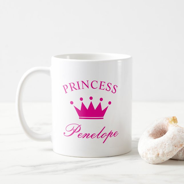 Personalized princess mug with crown and name (With Donut)
