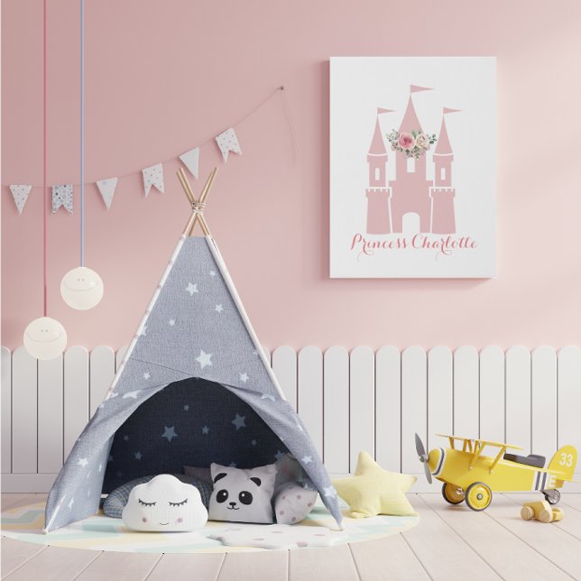 Personalized Princess name castle Faux Canvas Print (Personalized Princess Castle)