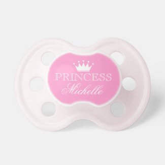 Personalized princess pacifier with name and crown