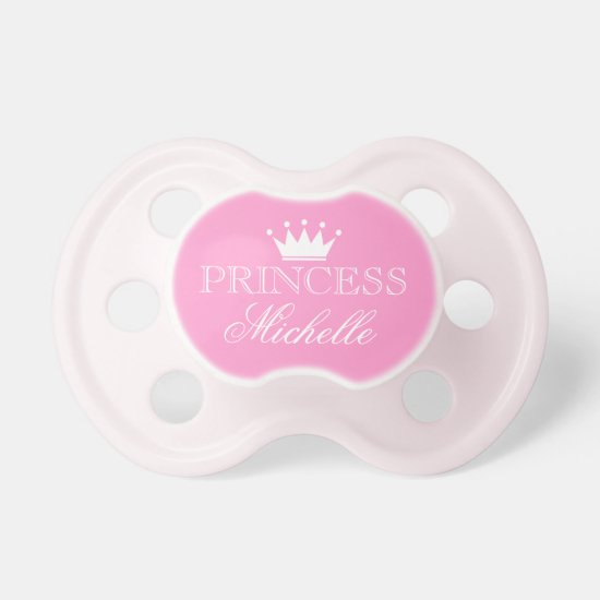 Personalized princess pacifier with name and crown