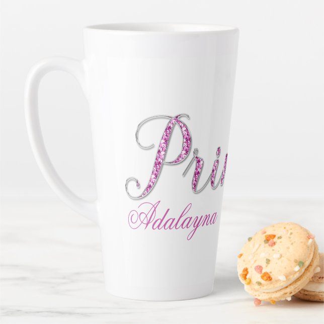 Personalized Princess Sparkle Pink Diamond Latte Mug (In Situ)