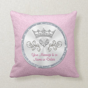 Personalized Princess Tiara Pink Pillow for Girls