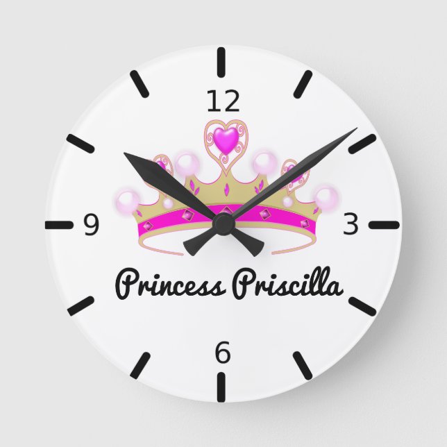 Personalized Princess Tiara Round Clock (Front)