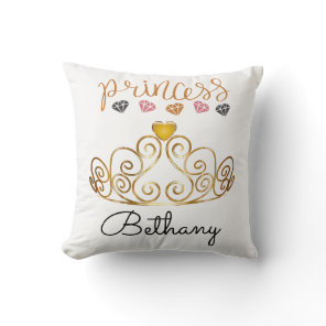 Personalized Princess Tiara Throw Pillow