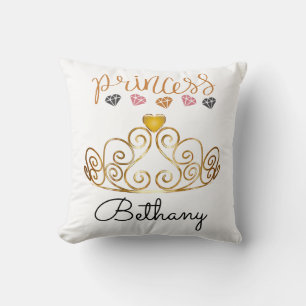 Personalized Princess Tiara Throw Pillow