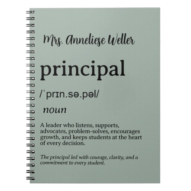 Personalized Principal Definition Notebook (Front)