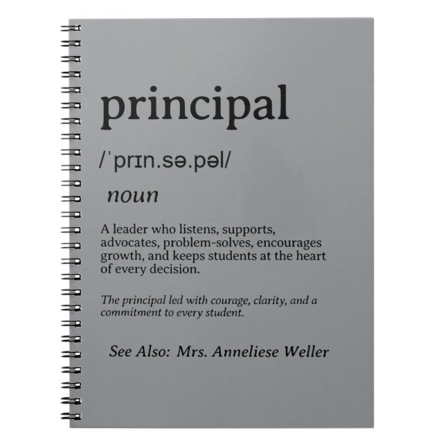 Personalized Principal Definition Notebook (Front)