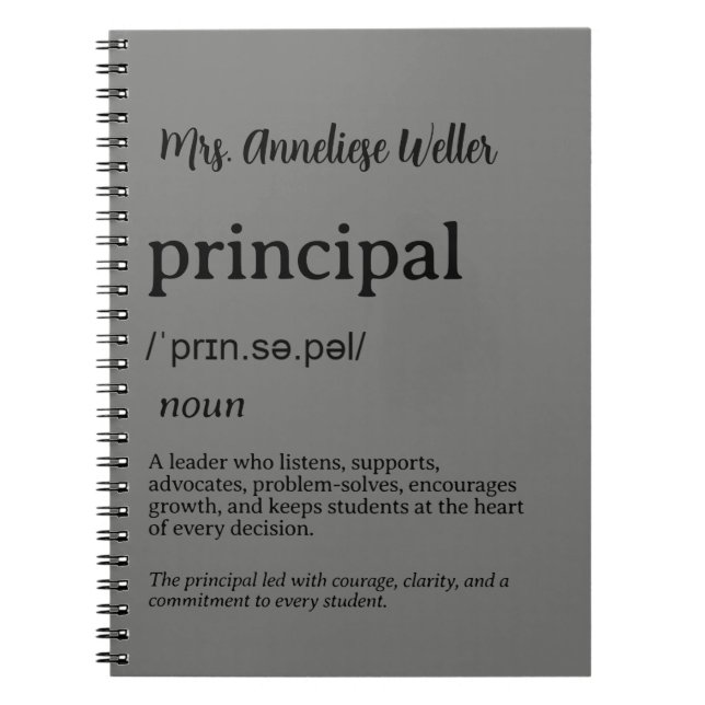 Personalized Principal Definition Notebook (Front)