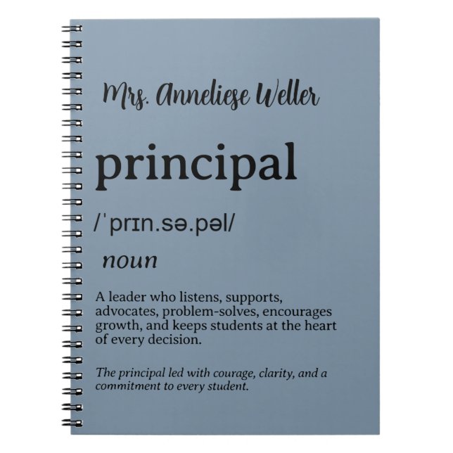 Personalized Principal Definition Notebook (Front)