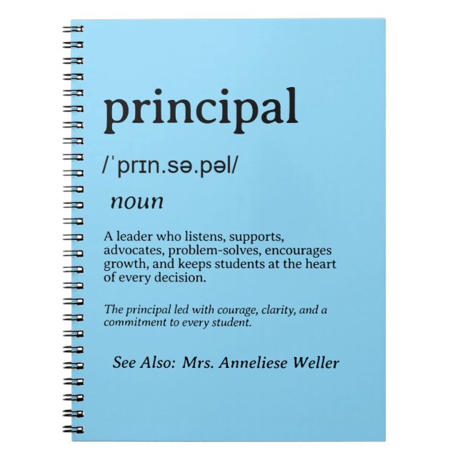 Personalized Principal Definition Notebook (Front)