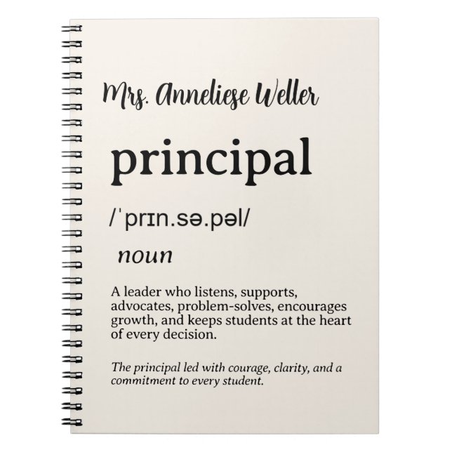 Personalized Principal Definition Notebook (Front)