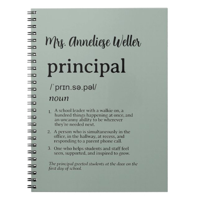 Personalized Principal Funny Definition Notebook (Front)