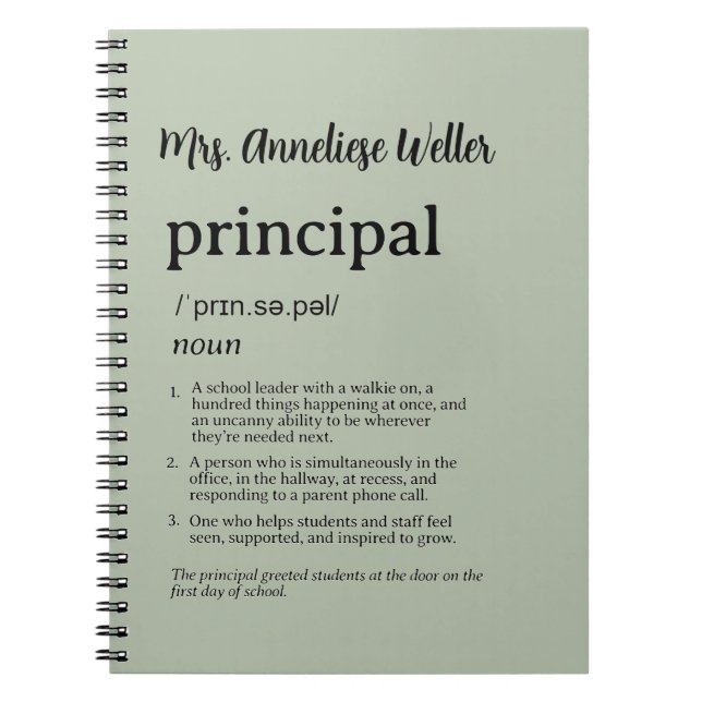 Personalized Principal Funny Definition Notebook (Front)