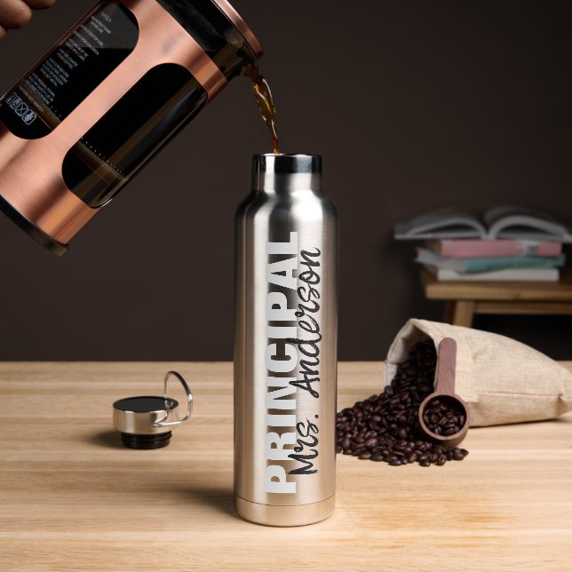 Personalized Principal's Name Script Water Bottle (Coffee)