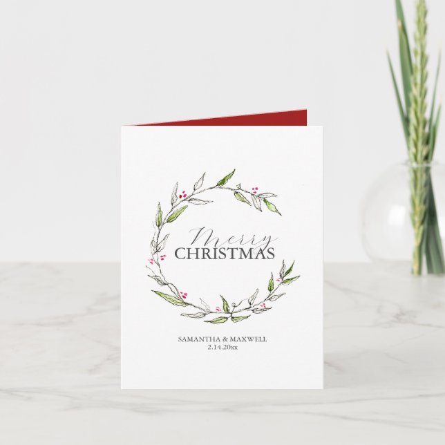 Personalized Printable Christmas Cards Botanical (Front)