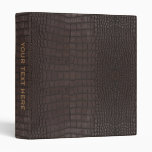Personalized Printed Faux Brown Alligator Texture 3 Ring Binder