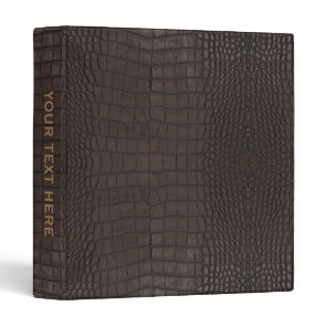 Personalized Printed Faux Brown Alligator Texture 3 Ring Binder