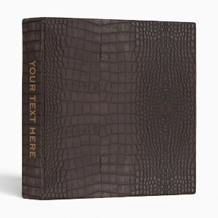 Personalized Printed Faux Brown Alligator Texture 3 Ring Binder