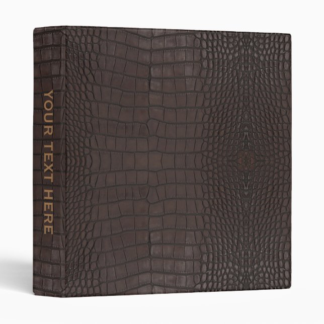 Personalized Printed Faux Brown Alligator Texture 3 Ring Binder (Front/Spine)