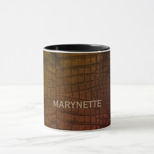 Personalized Printed Faux Brown Alligator Texture Mug