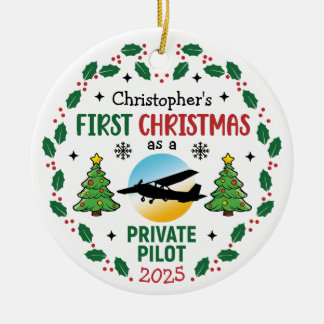Personalized Private Pilot Custom Name Christmas Ceramic Ornament