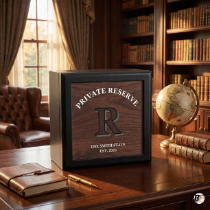 Personalized Private Reserve Monogram 'R' Wooden Gift Box