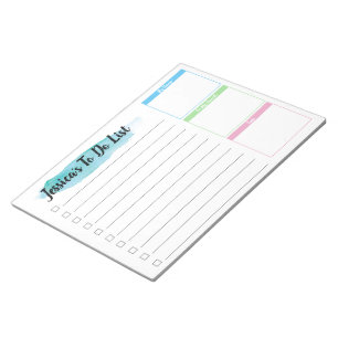 Personalized Productivity To do list watercolor Notepad