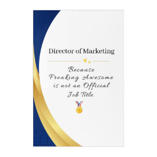 Personalized Profession – Elegant Gold & Blue  Acrylic Print