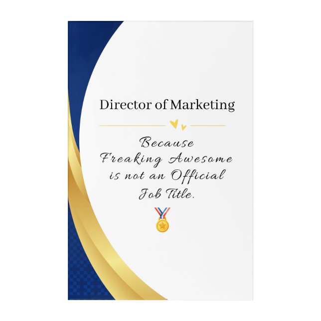 Personalized Profession – Elegant Gold & Blue  Acrylic Print (Front)