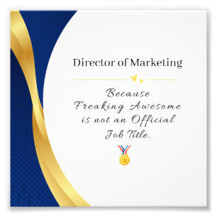 Personalized Profession – Elegant Gold & Blue Photo Print