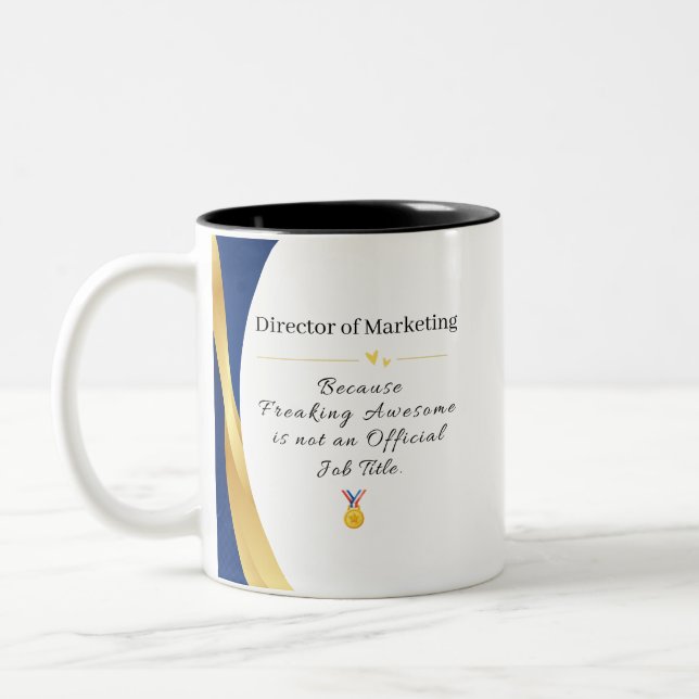 Personalized Profession – Elegant Gold & Blue  Two-Tone Coffee Mug (Left)