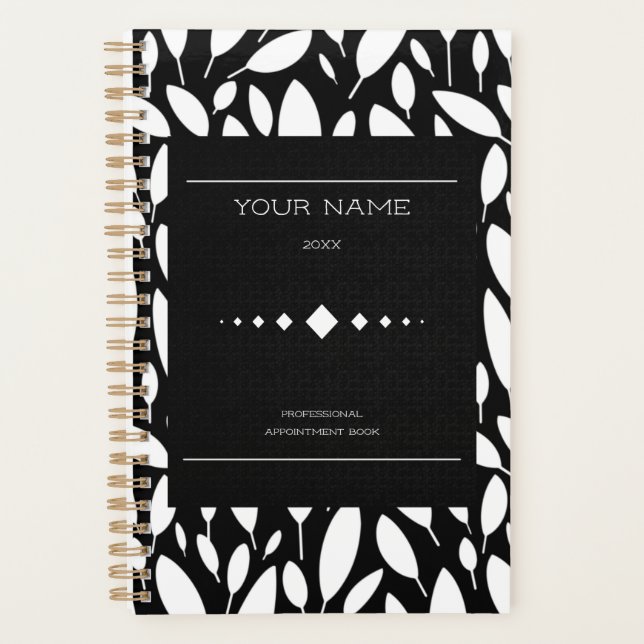 Personalized professional appointment black white  planner (Front)