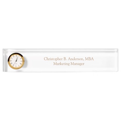 Personalized Professional Business Corporate Clock Desk Name Plate