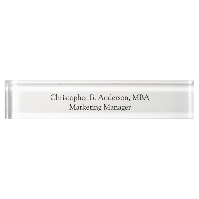 Personalized Professional Business Corporate  Desk Name Plate (Front)