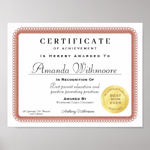 Personalized Professional diploma certificate Poster