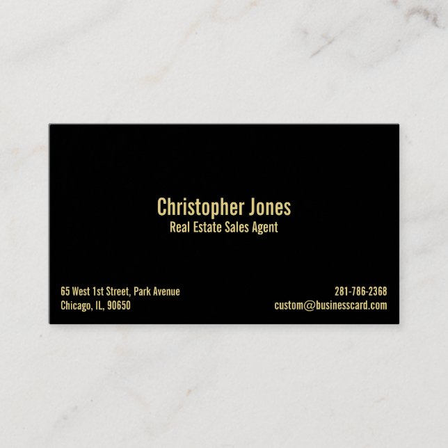 Personalized Professional Elegant Black Faux Gold Business Card (Front)