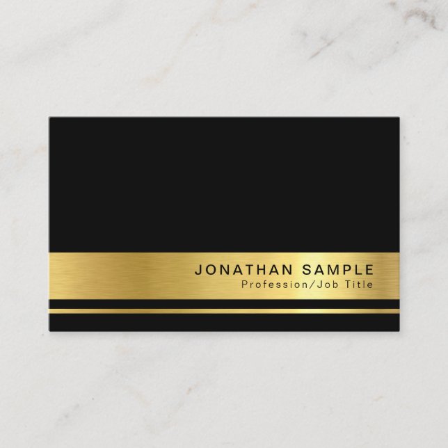 Personalized Professional Elegant Black Gold Business Card (Front)