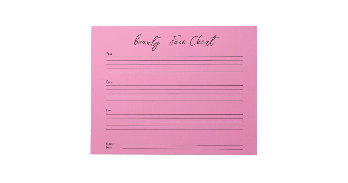 Makeup Theme Notepad Personalized professional Makeup Face Chart Notepad | Zazzle