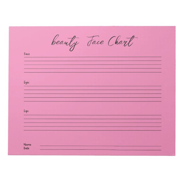 Personalized professional Makeup Face Chart Notepad (Front)
