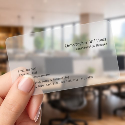 Personalized Professional Modern Premium Frosted Clear Business Cards