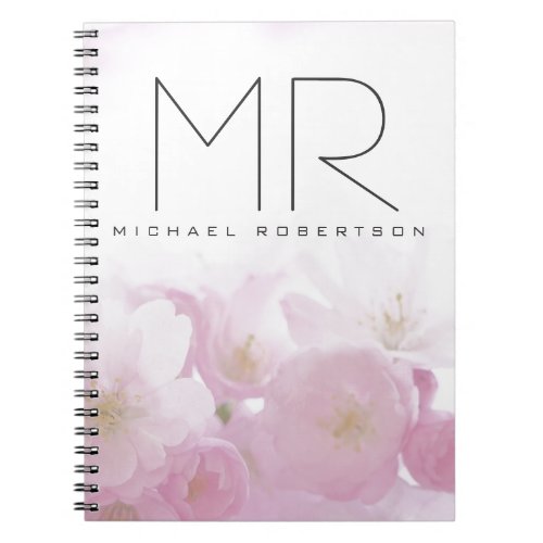 Personalized Professional Monogram Minimal Floral Notebook