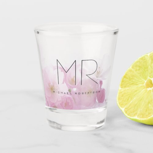 Personalized Professional Monogram Minimal Floral Shot Glass